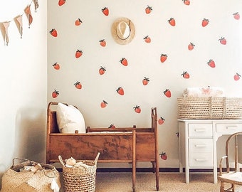 Strawberries Decal -  Wall Decal Set for Kids Decor, this charming set of wall stickers will add a touch of playful elegance to any room.