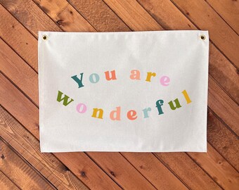 You are Wonderful Banner, Kids Tapestry Wall Decor (16x20)