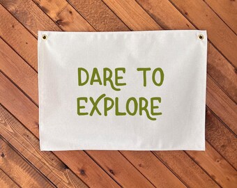 Dare to Explore Kids Banner, Canvas Wall Decor (16x20)
