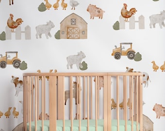 Farm Animal Wall Decal Set, Nursery Decor