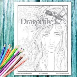 WILLOW, Faces In Floral (PDF instant download, Coloring Pages, Adult Coloring Pages, Coloring Books for Adults)