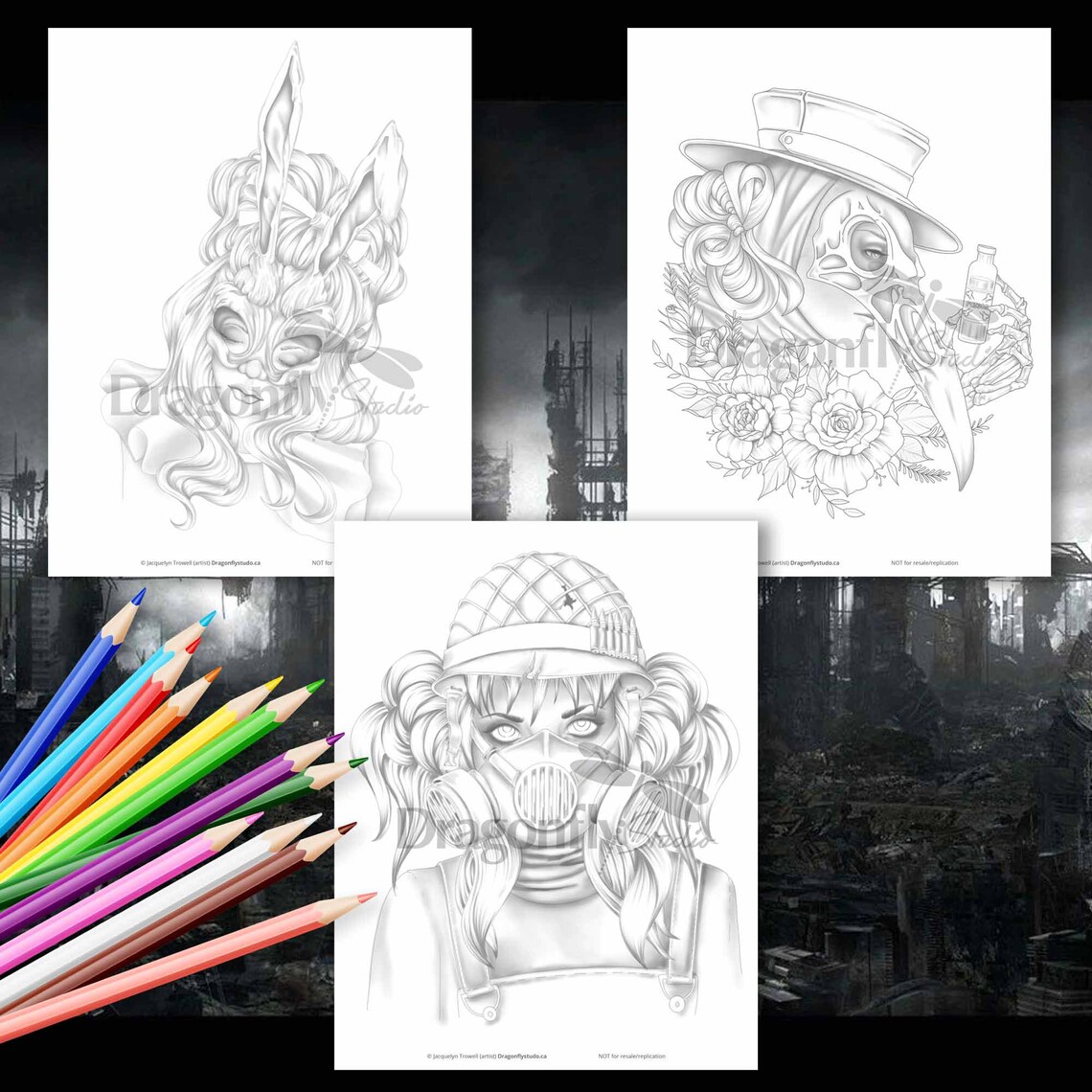 APOCALYPTIC BUNDLE 3 Coloring Pages JPG Instant Download | Etsy
