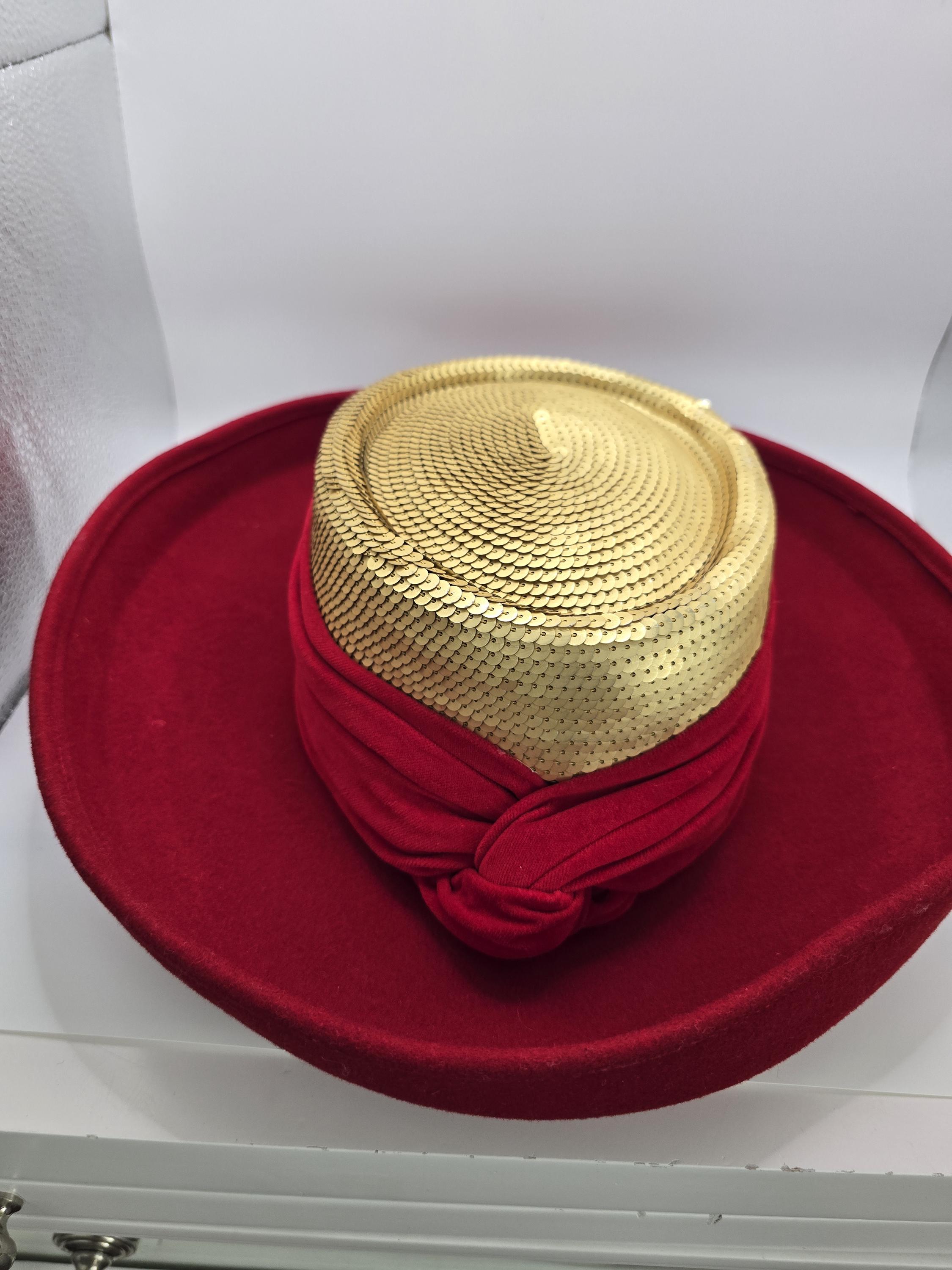 Whittall & Shon Womens Red Dress Hat With Decorative Flower Whittall & Shon – Le main image 2