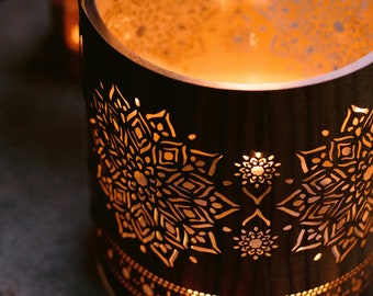 Mandala Wood Candle Holder: Zen Centerpiece, Artistic Gift