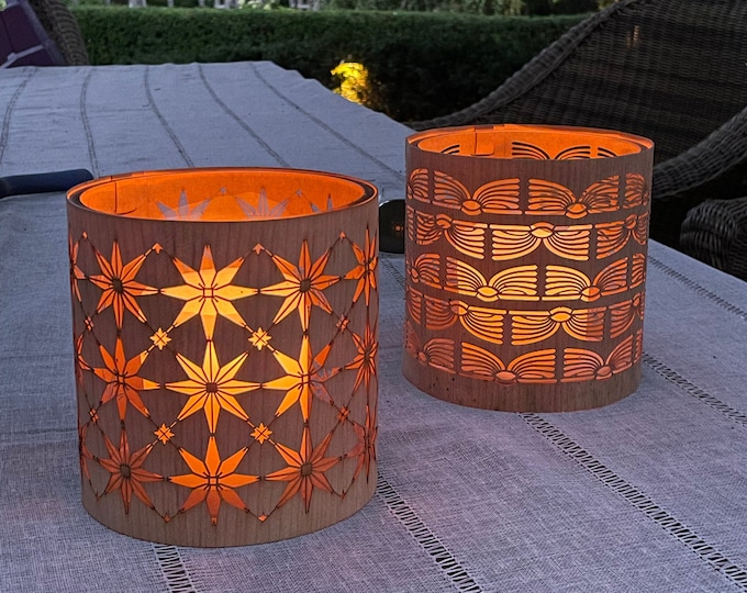 Image showcasing Geometric Stars Lantern, Scandinavian Design or Modern Decor, Black ...