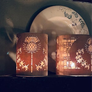 Thistle Art Lantern and Outlander Gift candle centerpiece and holder as a candle lantern Scottish gifts for Robbie Burns image 5