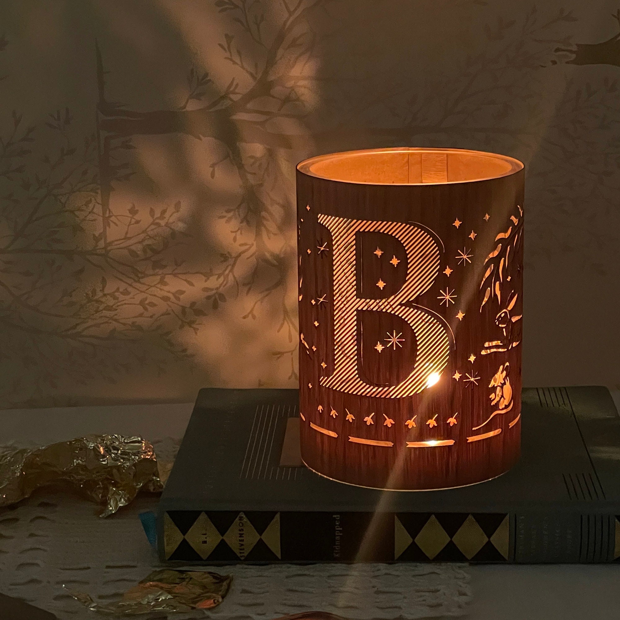 Monogram Candle Holder Letter B and Centerpiece Lantern made Etsy Polska