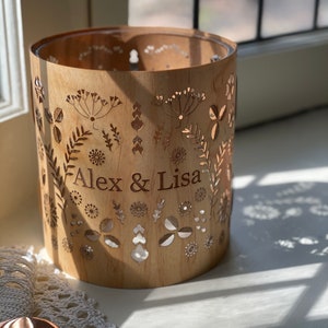 Personalized Floral Design Lantern candle  centerpiece customized for a cozy customized gift