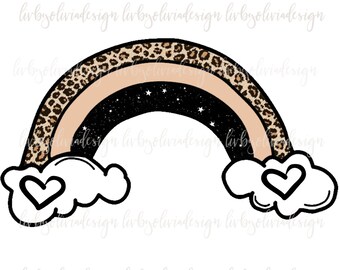 Leopard Rainbow Png, Rainbow Png, Digital Download, Boho Png, Digital Design, Png Cut File