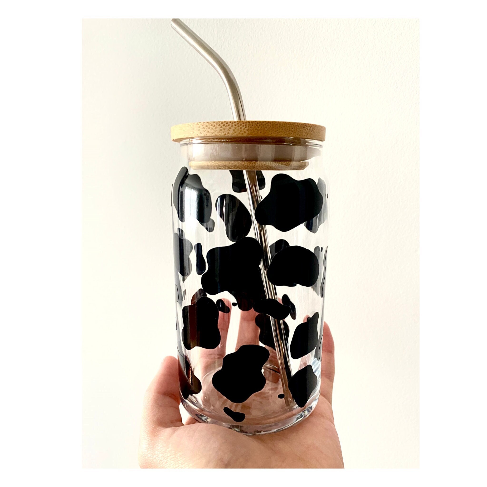 Funny Cow “Sarcasm” Frosted Glass Tumbler w/Bamboo Lid & Straw