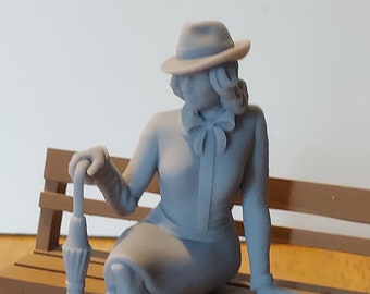 Unpainted Lifelike Model seated women 11 Figure, 7/8ths scale