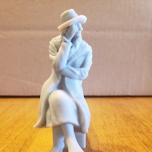 Unpainted Lifelike Model seated women w/ hat Figure, 7/8ths scale for G scale Garden Railway