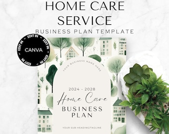 Business Plan for Home Care Agency, Home Care Service Business Plan Template, Canva Template, Editable Small Business Plan Startup