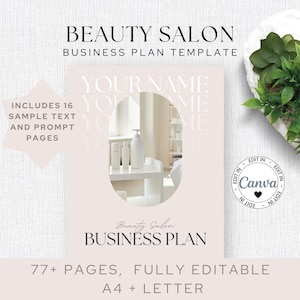 Beauty Salon Business Plan Template, Canva Template, Editable Small Business Plan Startup, Modern Business Plan,
