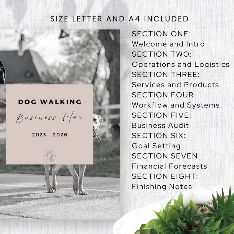 Dog Walking Business Plan Template, Dog Care Canva Template, Editable