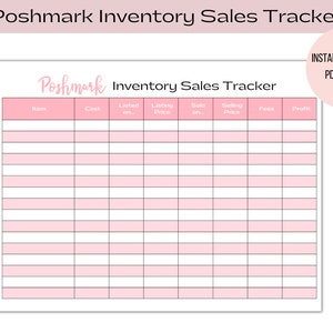 Poshmark Inventory Tracker | Reseller Inventory Sales Tracker | Reseller Record Sheets.  Instant download PDF