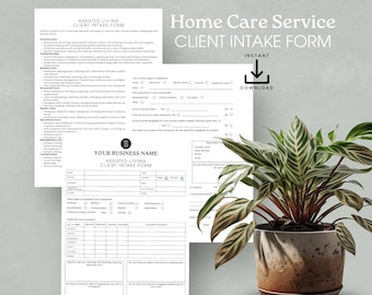 Home Care Service Client Intake Form, Assisted Living Assessment Form, ADL Non Medical Assessment Information Gathering