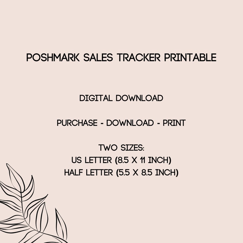 Poshmark Sales Tracker Printable, Instant Download, Reseller ...