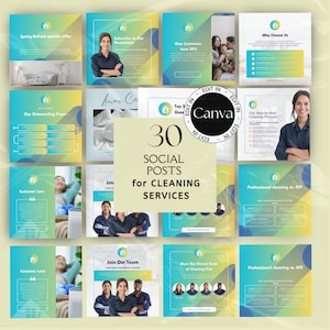 Cleaning Service Social Posts, Residential or Commercial Cleaning Social Media Templates, Marketing Material for Cleaning Company, Canva