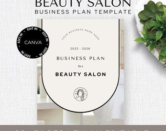 Beauty Salon Business Plan Template, Canva Template, Editable Small Business Plan Startup, Modern Business Plan,
