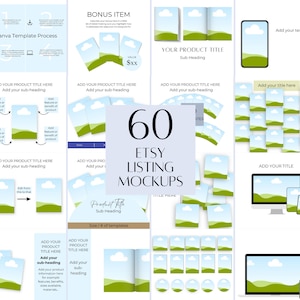 60 Etsy Listing Mockup Templates, Etsy Store Listing Templates, Mock up Listing Image Tool for Etsy Sellers, Etsy Canva Templates