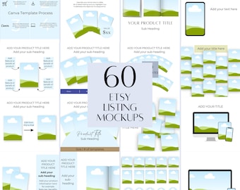 60 Etsy Listing Mockup Templates, Etsy Store Listing Templates, Mock up Listing Image Tool for Etsy Sellers, Etsy Canva Templates