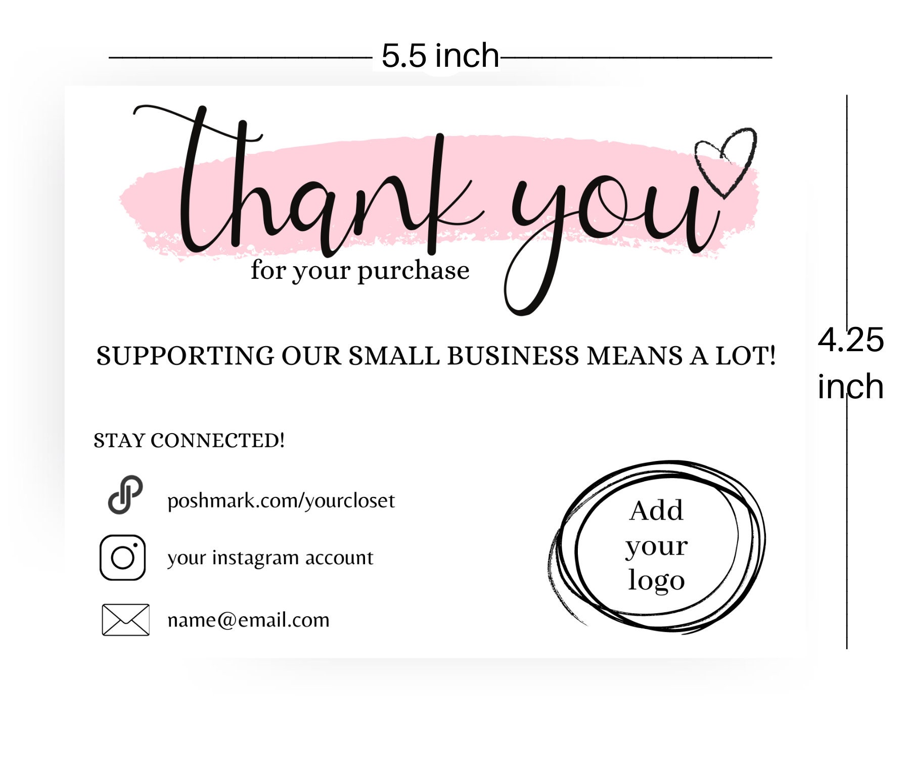 Editable Thank You Business Card Template Small Business. Thank You for ...