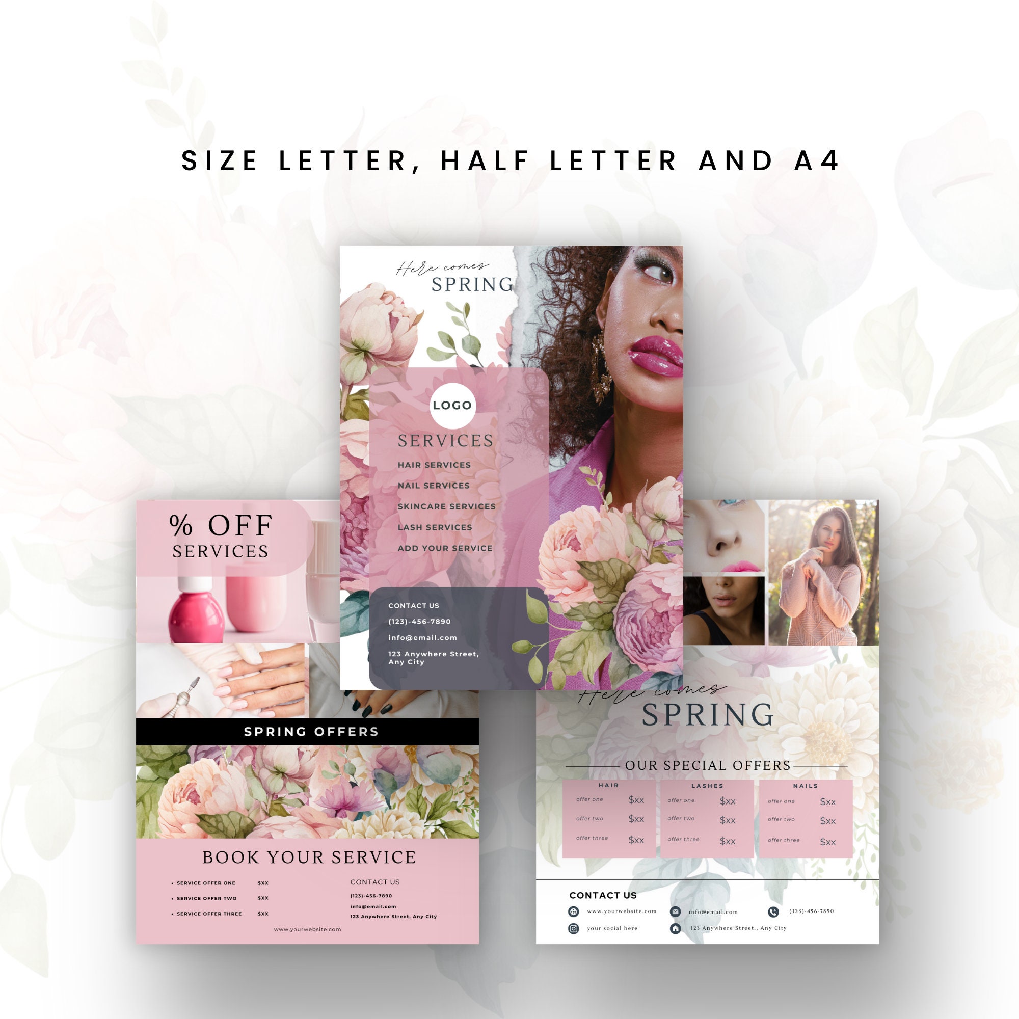 Spring Salon Flyers, Hair Salon Advertisement, Nail Flyer Spring, Salon ...