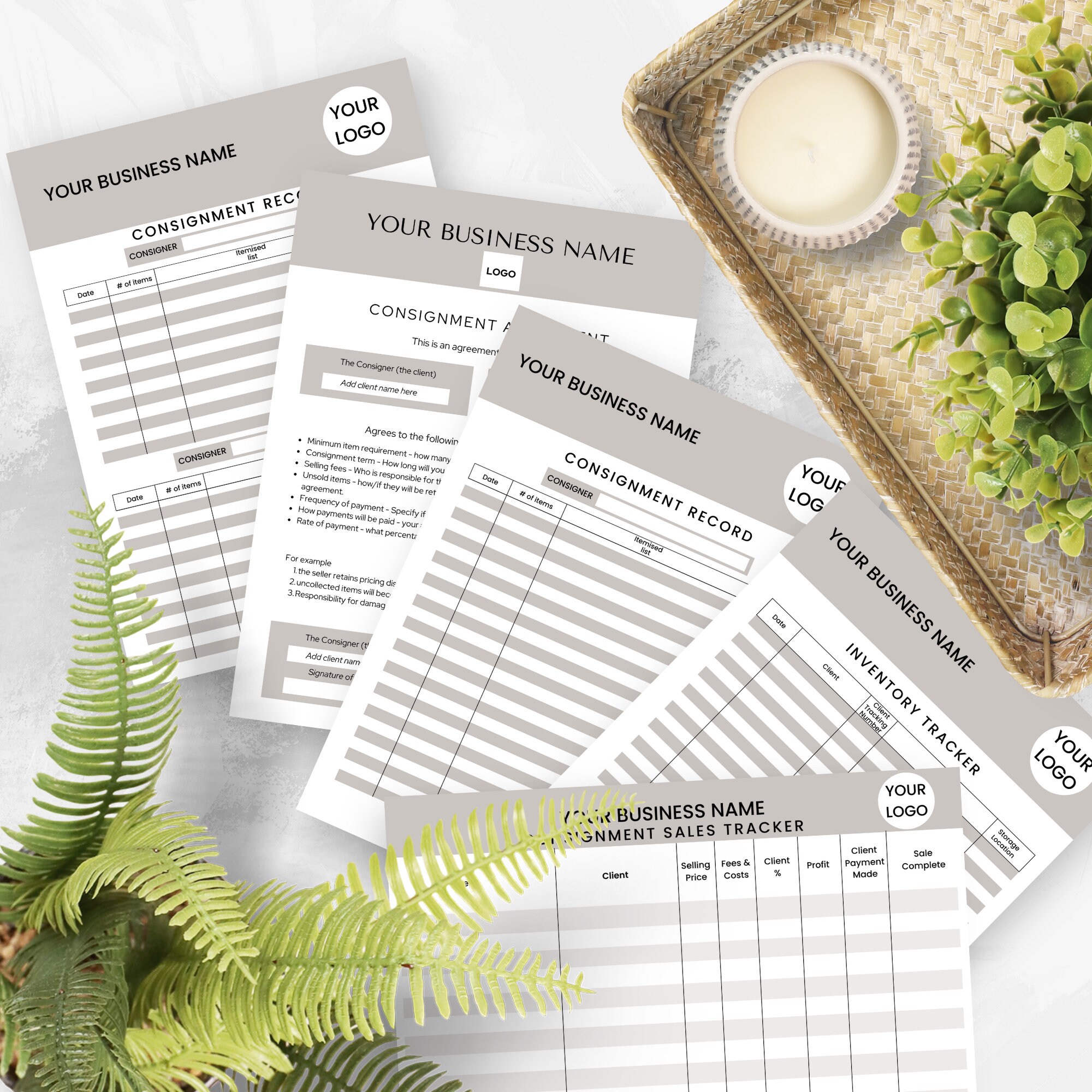 Neutral Editable Consignment Record - Keeping Pack, Agreement, Sales ...