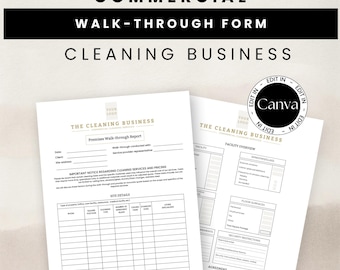 Commercial Cleaning Business Walk-Through Editable Template, Professional Cleaning Quotation / Estimation Form, Commercial Cleaning Spec