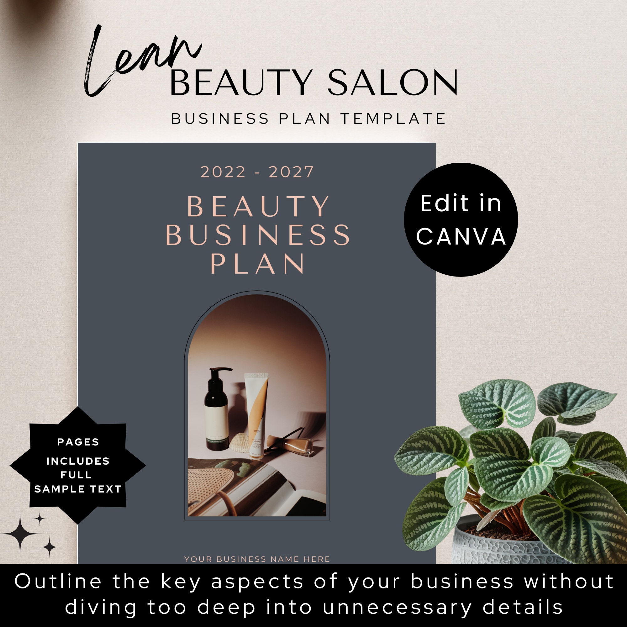 Lean Beauty Salon Business Plan Template, Simple Small Business Plan