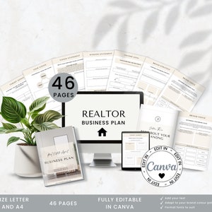 Makler-Businessplan, Makler-Business-Planungsressource, Makler-Startup-Toolkit, vollständig bearbeitbare Canva-Vorlage