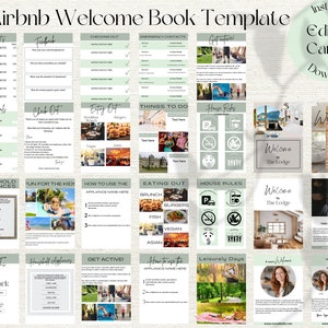Airbnb Welcome Book Template, Canva Editable Airbnb Guestbook Templates Pack