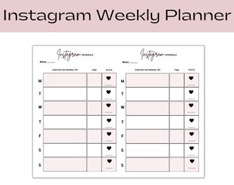 Instagram Weekly Planner, Content Planner, Social Media Printable Planner, Instant Download