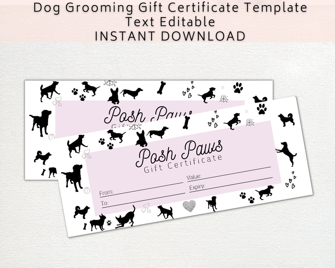Gift Certificate Template Dog Grooming. DIY Gift Voucher for Small
