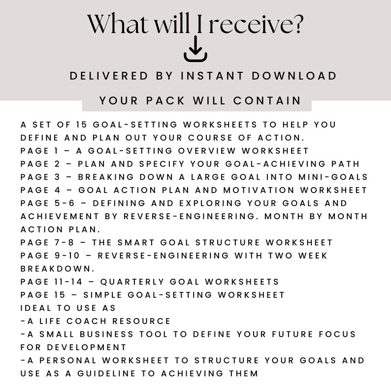 Printable PDF Goal Setting Worksheet, Goal Planning Resources for ...