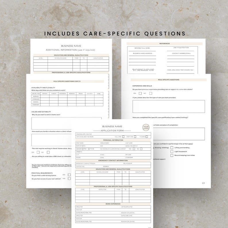 Home Care Application Form, Home Care Worker Job Application, Editable ...