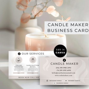 Modello di biglietto da visita per creatore di candele, biglietto da visita Chandler, biglietto da visita stampabile per produttori di candele, produttori di sapone, carta personalizzabile CMB