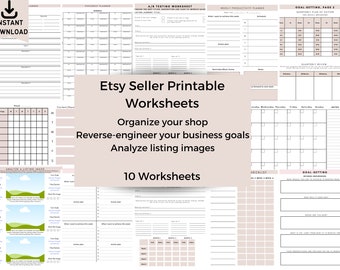 Etsy Seller Printable Worksheets to Organize, Analyse and Set Goals for your Etsy Store