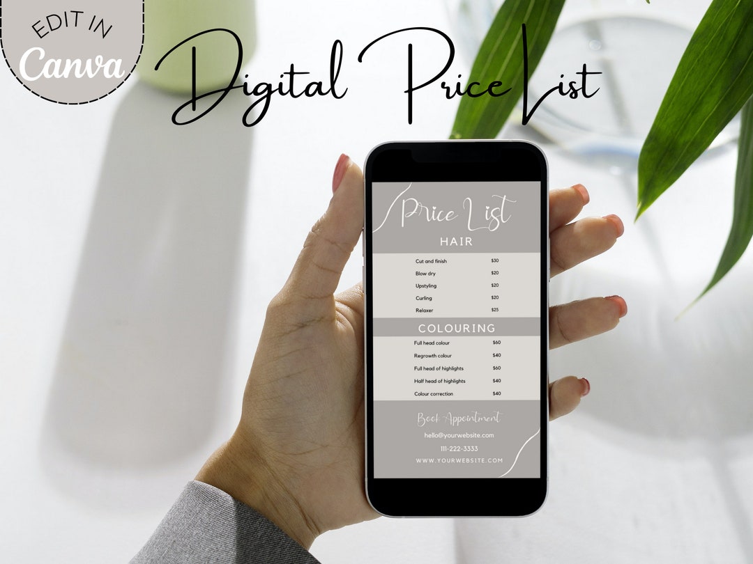 Electronic Price List Template, Minimalist Neutral Digital Price List