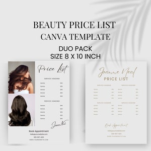 Price List Template, Small Business Pricing List, Editable Price Sheet, Nail Tech, Hair and Beauty Salon Service Charges Information