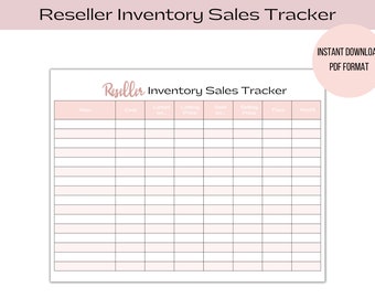 Reseller Inventory Tracker | Reseller Inventory Sales Tracker | Reseller Record Sheets.  Instant download PDF