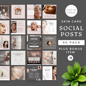Skincare Instagram Templates Esthetician Instagram Template Skincare Social Media Posts Skincare Bundle Skincare Coach, Skincare Post, Canva
