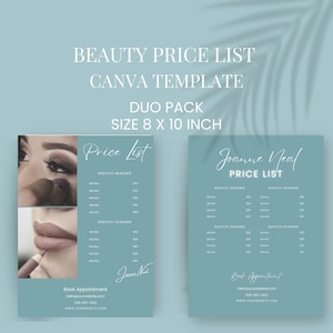 Price List Template, Small Business Price List, Editable Price Sheet, Pricing List, Salon Price List, Download, Modern, Minimal