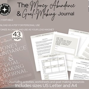 Money Abundance Guided Journal, Financial Goal-Setting Canva Template, Money Manifestation and Mindset