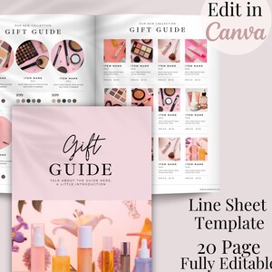Wholesale Line sheet Catalogue, Pink Gift Guide Template, Wholesale catalog Canva template, Linesheet Template, Editable, INSTANT DOWNLOAD