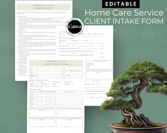 Home Care Service Client Intake Form, Editable Template, Assisted Living Assessment Form, ADL Non Medical Assessment Information Gathering