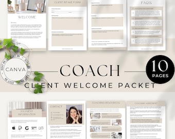 Client Welcome Packet Template, Coaching Intake Forms, Onboard Forms Canva Template