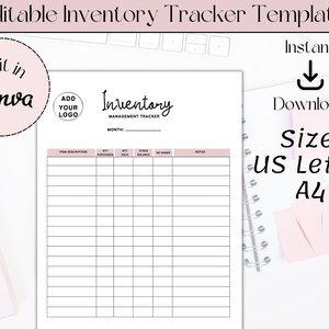 Editable Inventory Tracker, Printable Business Inventory Record ...