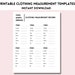 Printable Clothing Measurement Template | Reseller Measuring Record ...